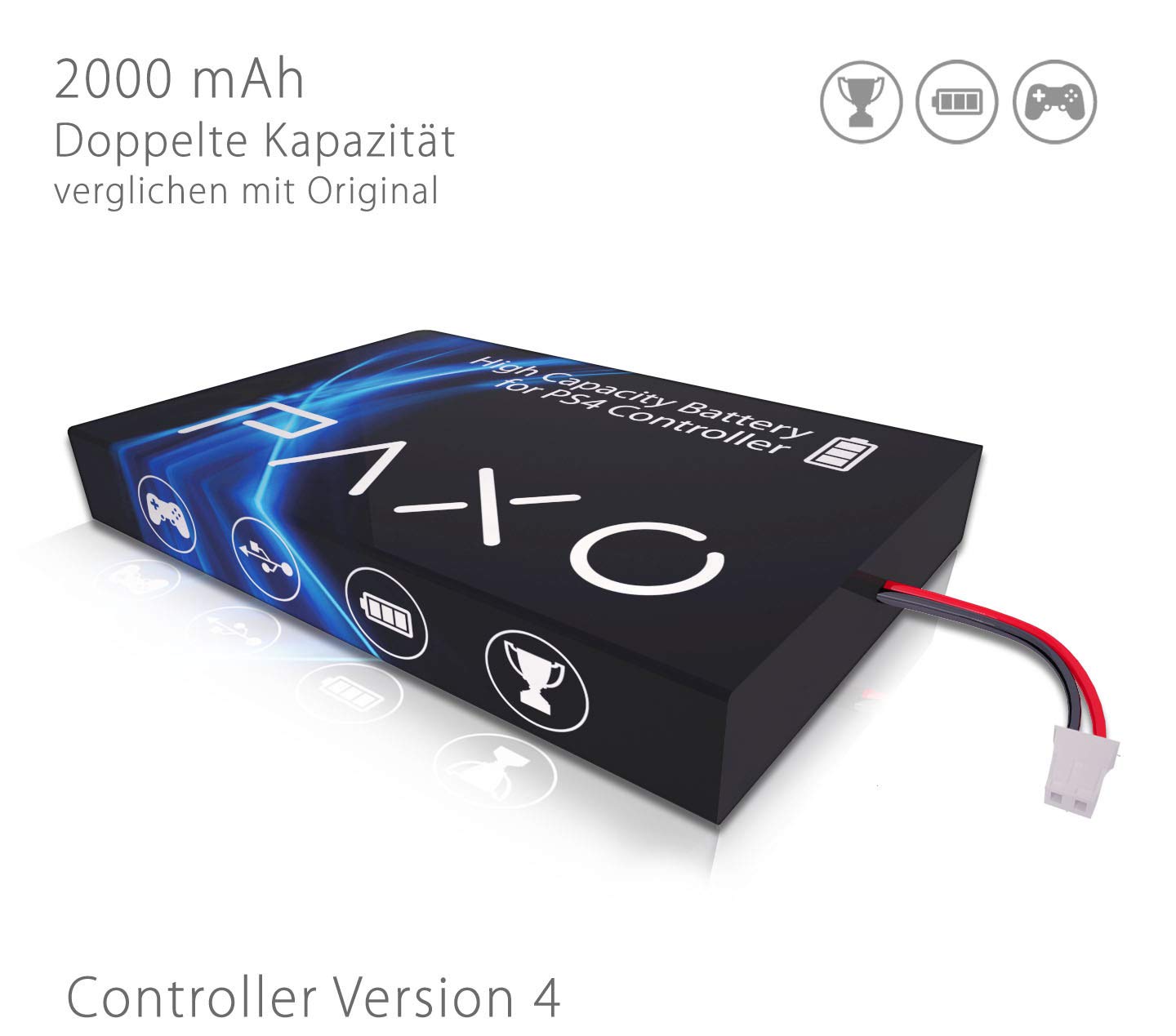 Wysokowydajna bateria litowo-jonowa 7400mWh 2000mAh kompatybilna z kontrolerem SONY PS4, 100% wieksza wytrzymalosc, tuning kontrolera PS4 | z narzedziem i instrukcjami wideo
