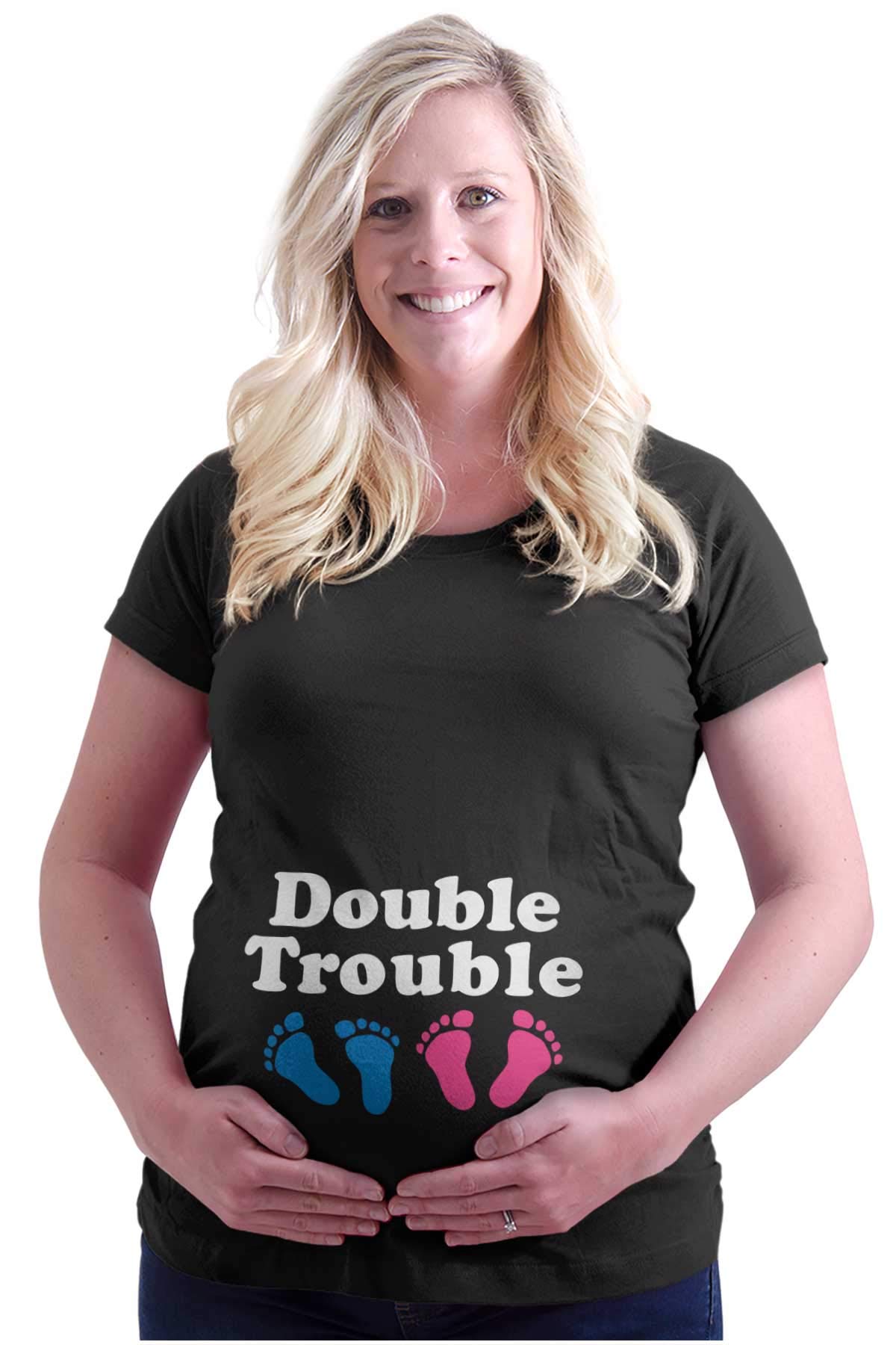 Brisco BrandsWomens Maternity Double Trouble Twins Expecting T Shirt Tee
