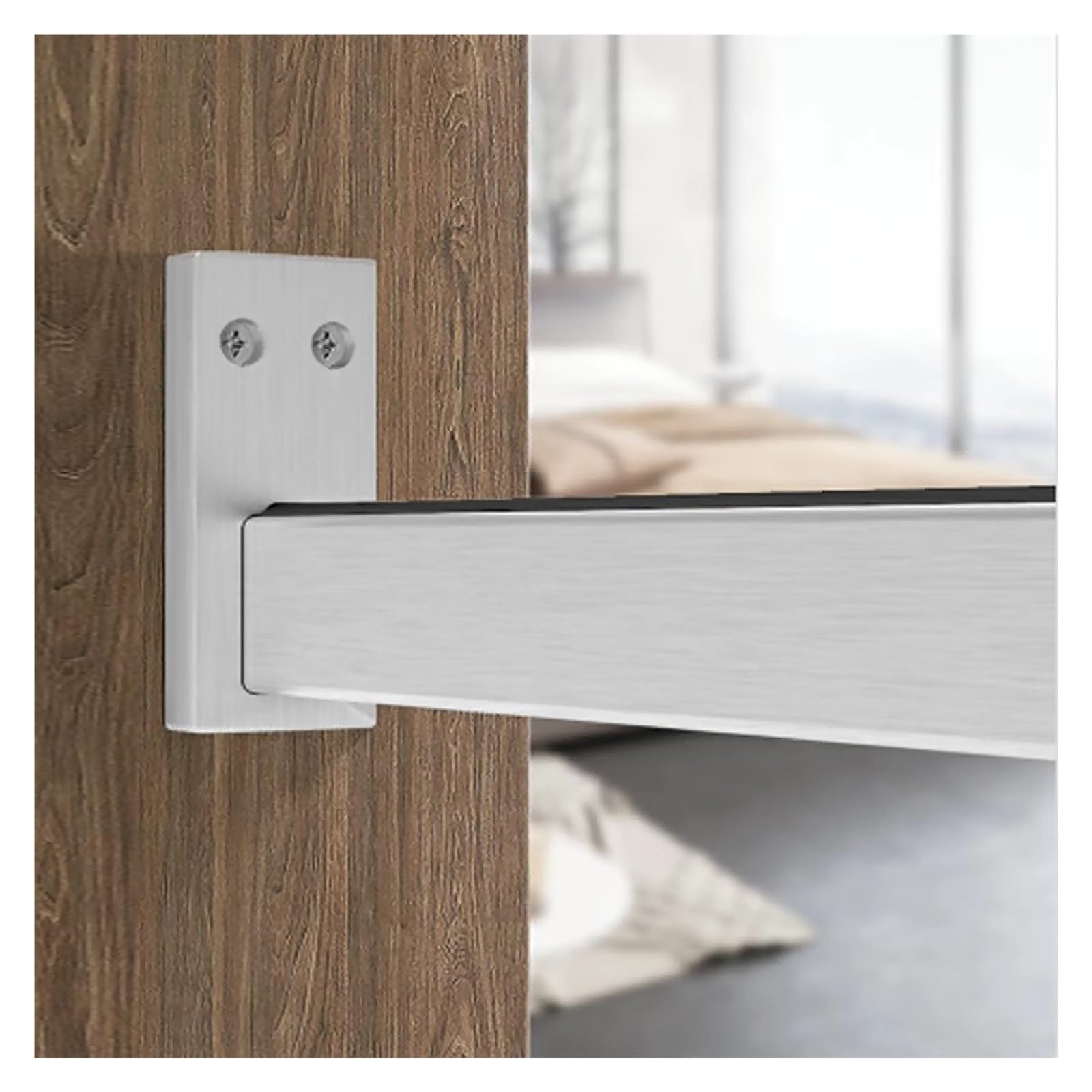 Srebrny aluminiowy drążek do wieszania ubrań o grubości 3 mm do sklepu odzieżowego/hotelu antypoślizgowy i wyciszony drążek na ubrania prostokątny drążek do szafy do akademika/pralni/przedszkola można