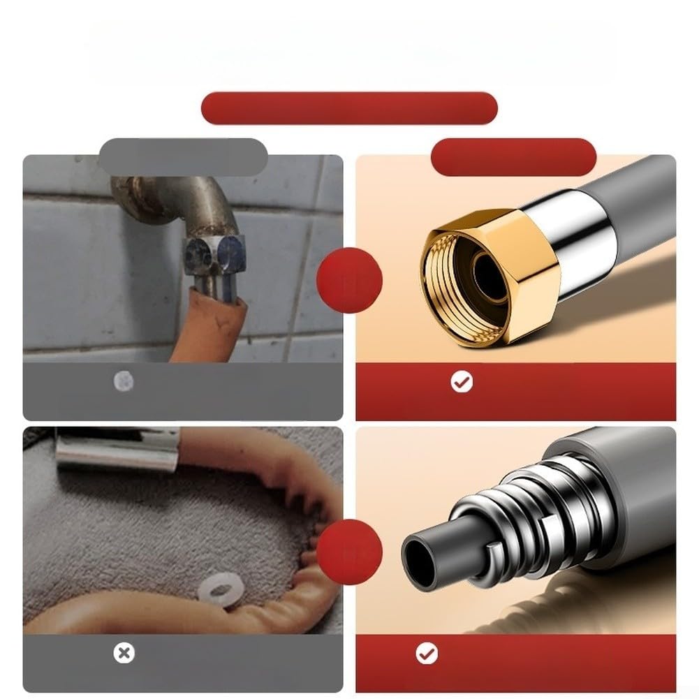 Manguera de extensión de grifo, opciones de longitud de 20-75 cm, tubo de silicona flexible, diseño giratorio de 360 grados, acero inoxidable resistente a altas temperaturas, aireador antisalpicaduras
