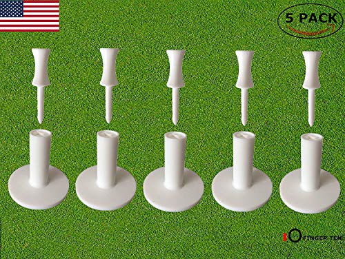 FINGER TEN Golf Rubber Tee Driving Range Value 5 Pack for Indoor Outdoor