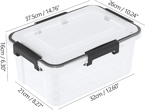 12 Quart Clear Plastic Storage Bin with Gasket Lid, 6 Pack | Stackable Plastic Storage Container with Latch Lid, BPA-Free Plastic Gasket Box with Tight Latch and Seal