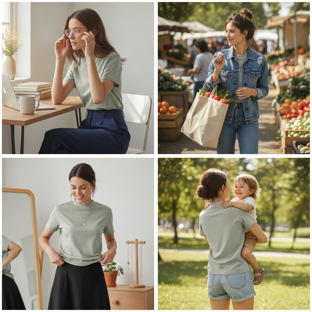 Camiseta Mujer Algodón con Acabado Antipilling y Silueta Oversize para y Uso Básico Diario Acuada para Salidas Informales y Trabajo Ligera