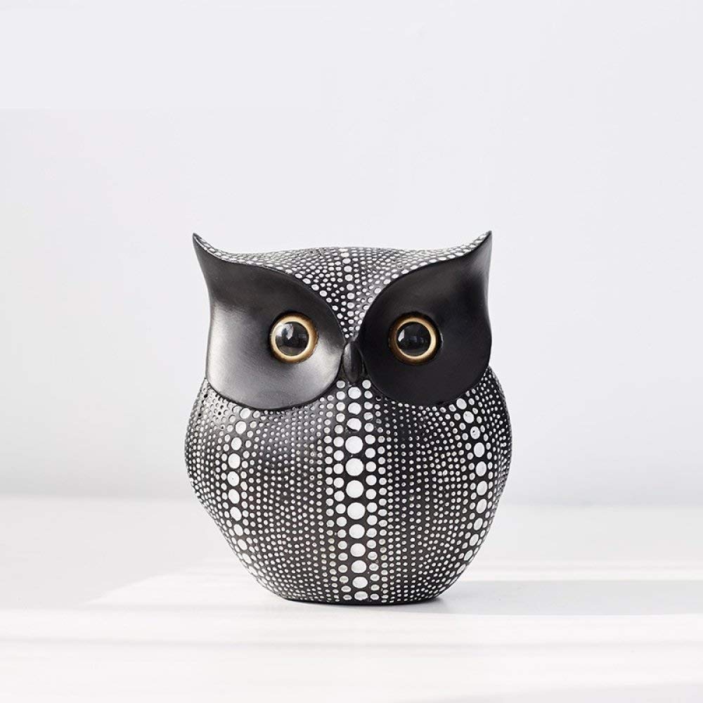 Statue hibou noir en résine, cadeau d'art pour couple et famille