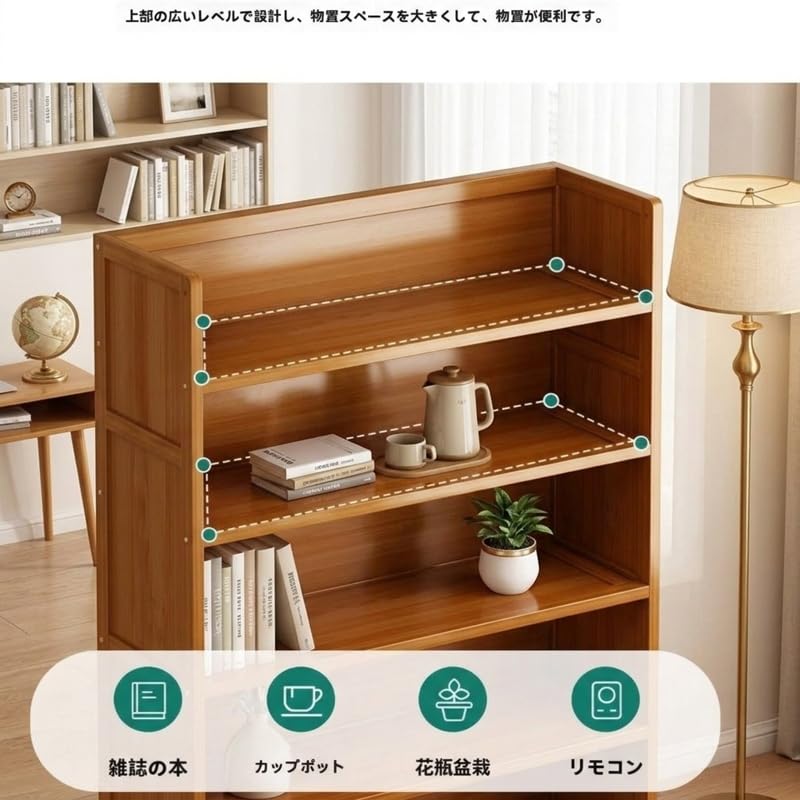 Amazon｜ブックタワー 本棚 収納ラック 竹製 6階建て 多層収納棚 高さ