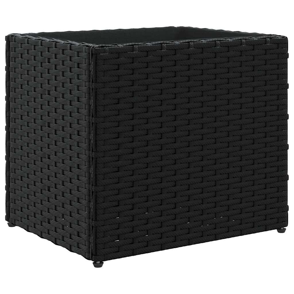 Donice ogrodowe 2 szt czarne polirattan 36x30x32 cm skrzynki na kwiaty zewnętrzne wytrzymałe na warunki atmosferyczne zestaw dekoracyjny do ogrodu balkonu tarasu