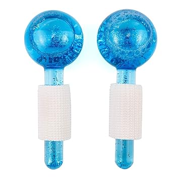 Dharmik Enterprise 2pcs Ice Roller Globes for Face and Eyes, Facial Cooling Massage Balls Energy Beauty Crystal Ice Roller Cooling Skin Massager for Redness Soothing Relief,(2 pcs SET)