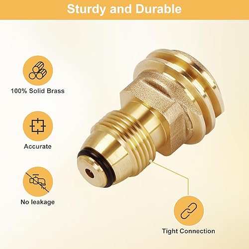 Miniatura 7 de WADEO Manguera de extensión de tanque de propano de 6 pies con calibre, incluye adaptador de tanque que convierte el tanque de propano POL de 100