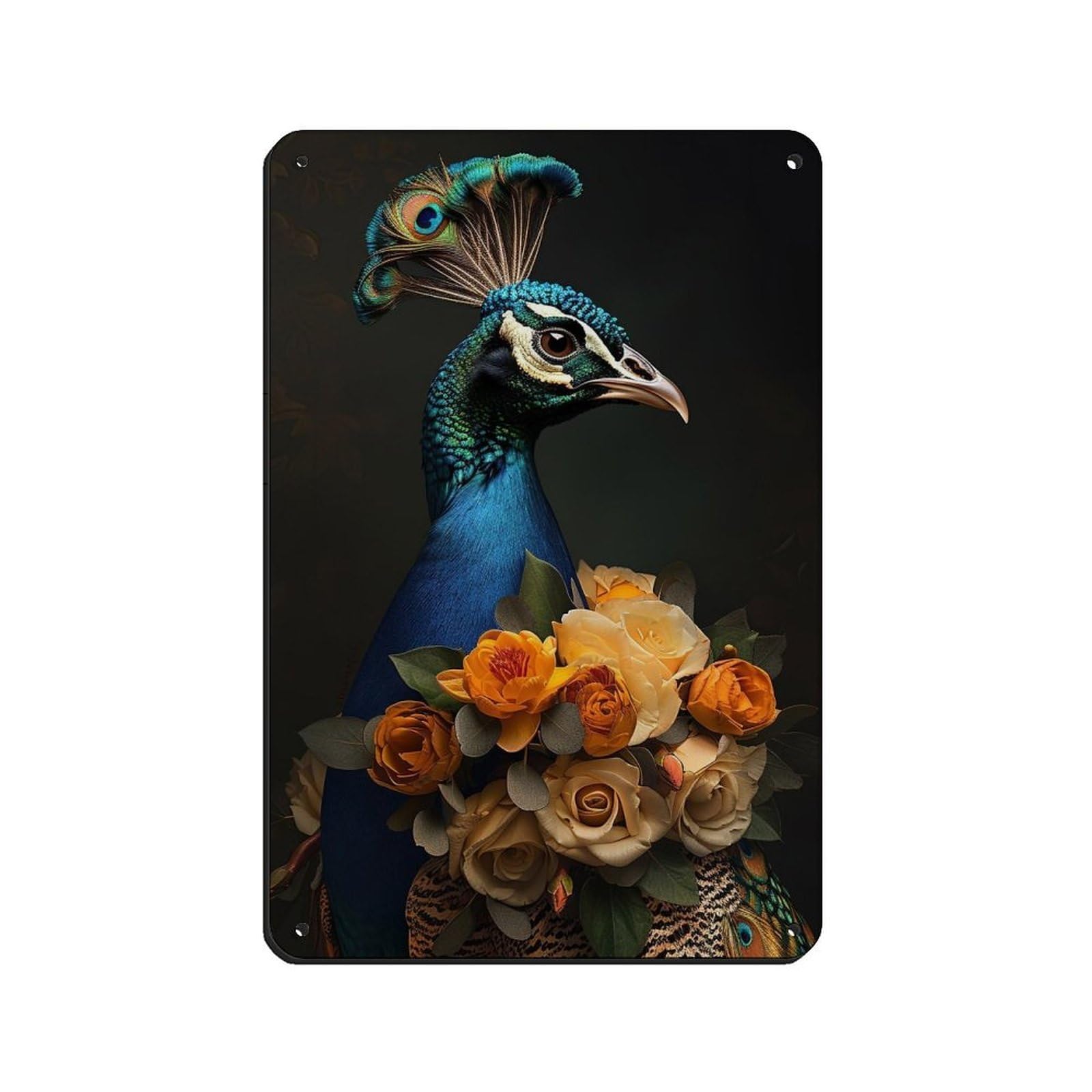 Vintage Peacock Lady Painting Poster (2) Retro Poster Metal Tin Sign Chic Art Retro Iron Painting Bar People Cave Cafe Family Garage Poster Wall Decoration 8x12inch(20x30cm)