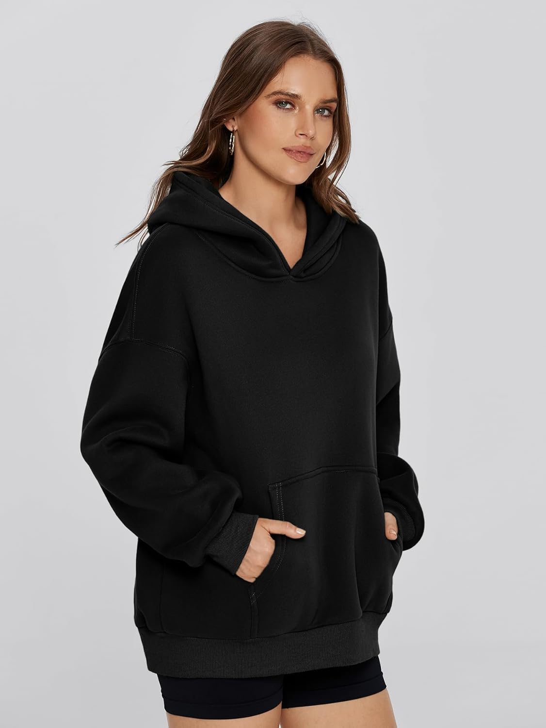 Glamaker Women's Oversized Essentials Hoodies Fleece Sweatshirts Fall Long Sleeve Sweater Pullover Hoodie With Pocket - Image 5