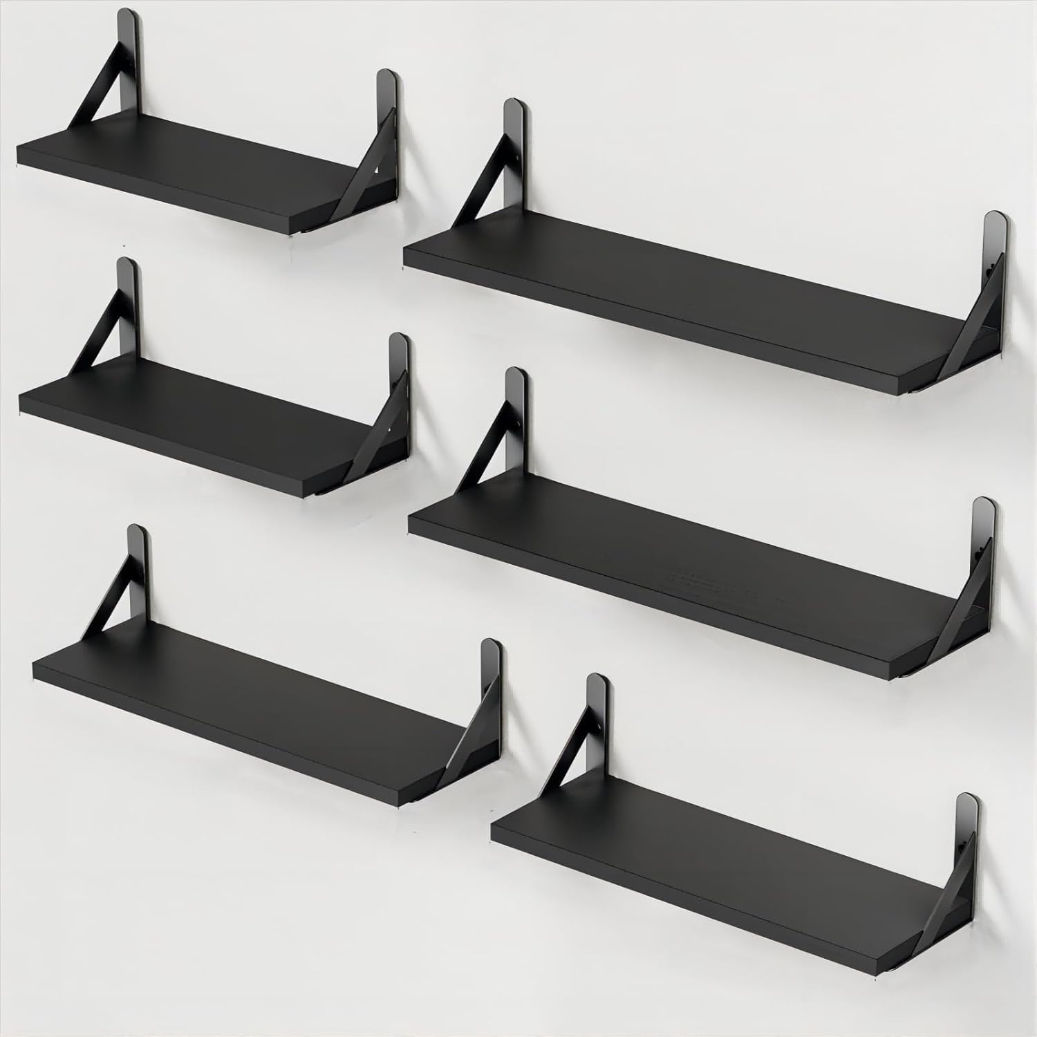 Pipishell Floating Shelves Set of 6, Wood Floating Shelves for Wall Decor, Rustic Farmhouse Wall Shelves for Bedroom, Bathroom Shelves for Wall Storage, Book Shelves for Living Room