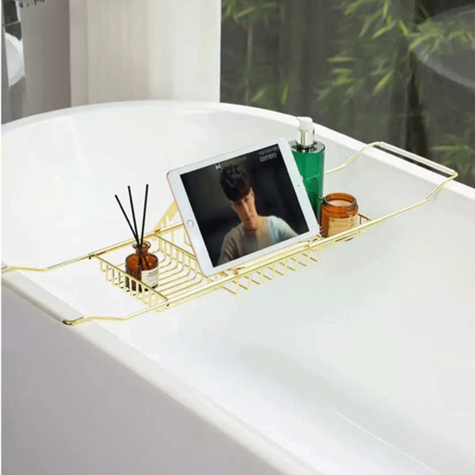Bandejas para bañera, bandejas para baño, bandejas Extensibles, bandejas para bañera de Acero Inoxidable con Soporte para estantes, Muebles de baño
