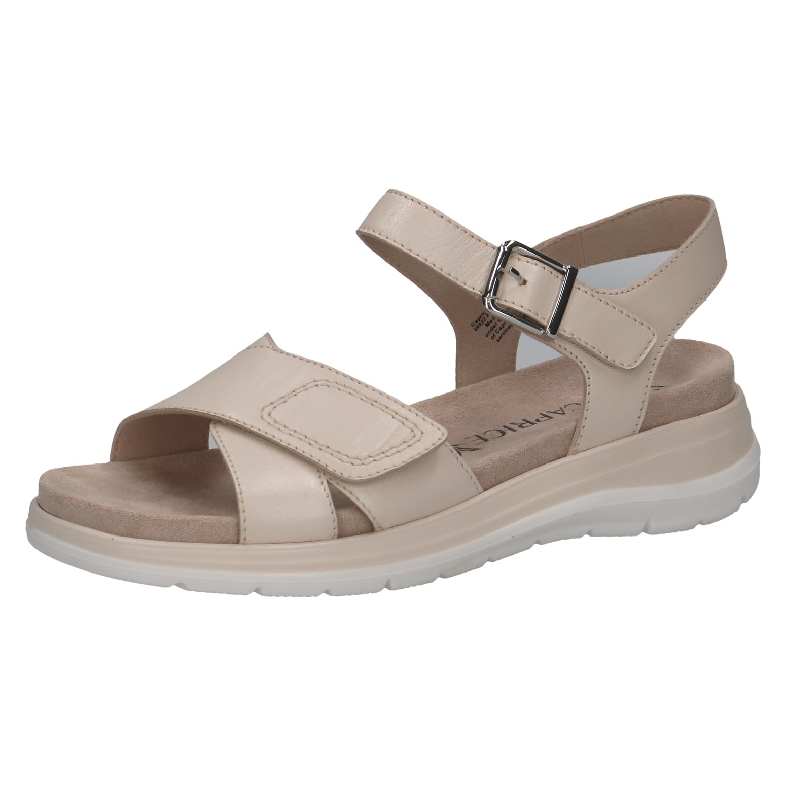 Caprice women's flat sandal in leather, Beige (CREAM PERLATO), 6.5 UK