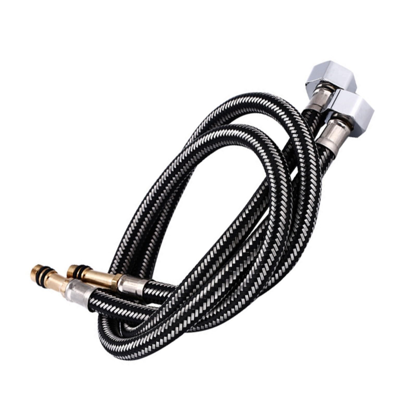 Uikios 60Cm 2Pcs Stainless Steel Braided Faucet Hose For Indoor And Outdoor Use Cold And Hot Water Inlet Pipe Cold And Hot Water Inlet Pipe
