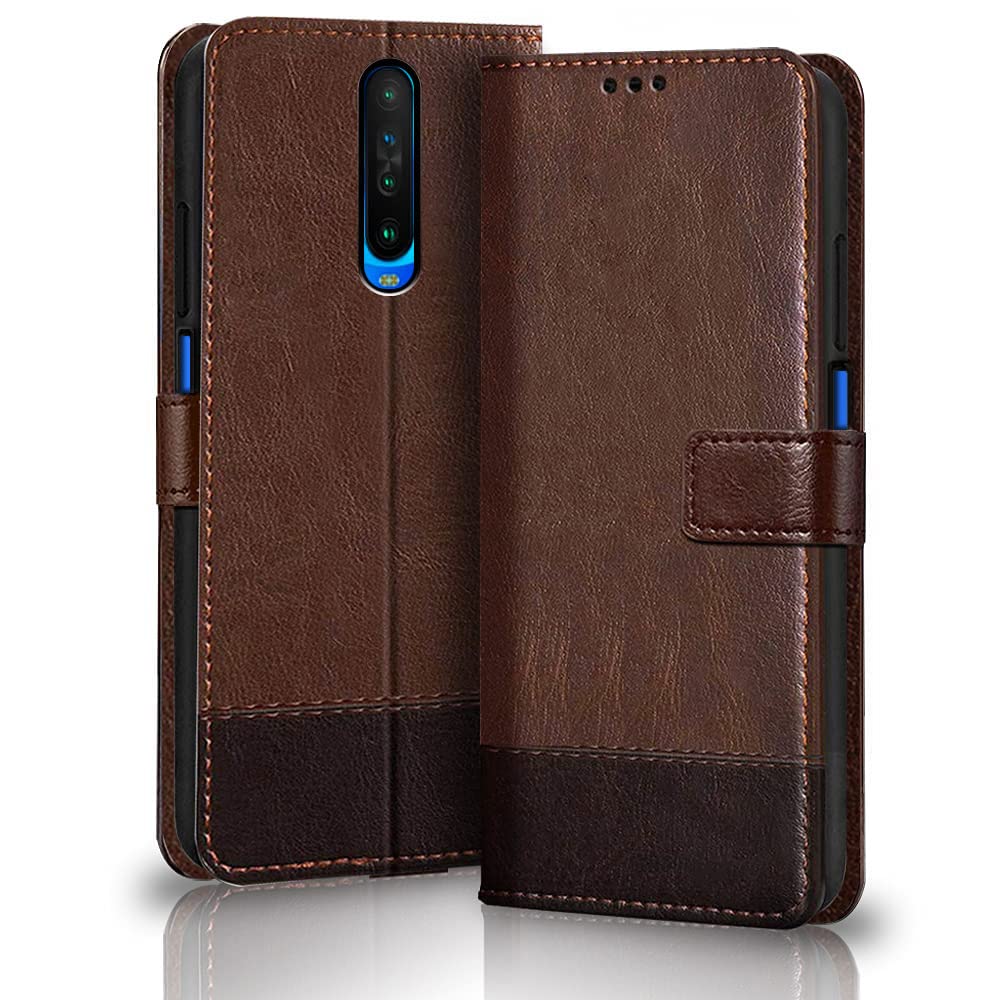 TheGiftKart Poco X2 Flip Back Cover Case | Dual-Color Leather Finish | Inbuilt Stand & Pockets | Wallet Style Flip Back Case Cover for Poco X2 (Brown & Coffee) (B09TNSSJ6J) Amazon Price History, Amazon Price Tracker