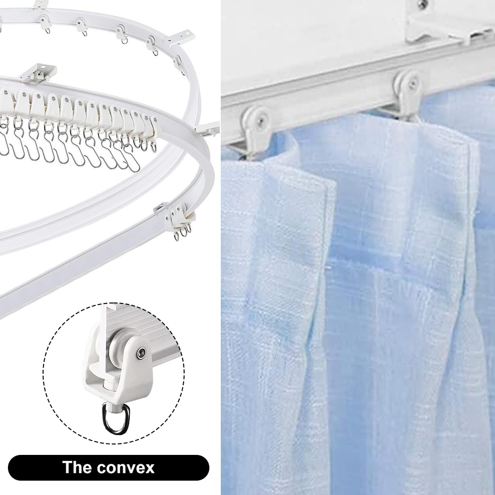 Binario Curvo per Tende a Soffitto, Pieghevole per Finestra a Golfo, PVC, Con Accessori per Doccia (3 m Bianco)
