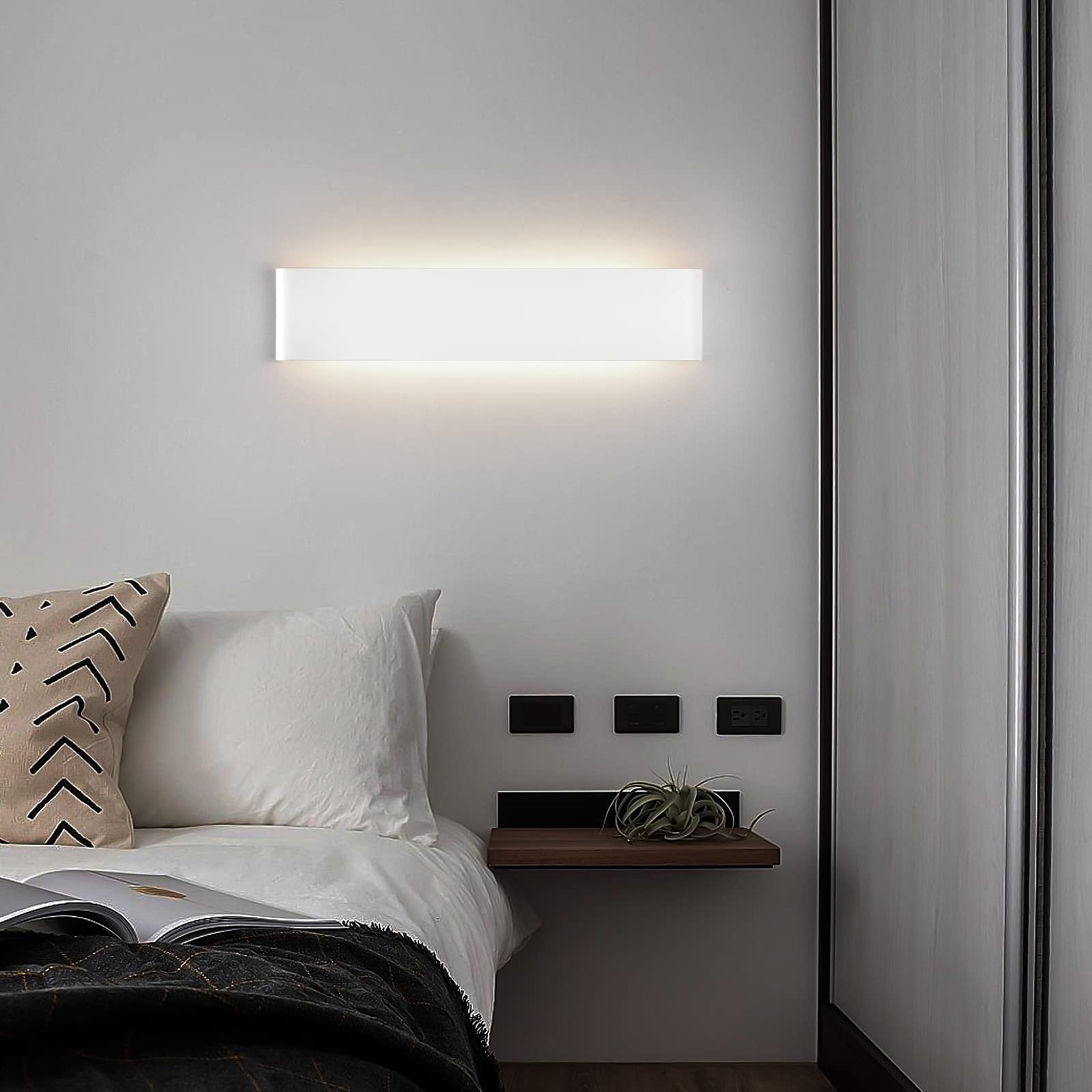 Mille Lucciole Applique da parete Interno 24W Lampada da Parete Moderno 2880LM Applique LED 4500K Bianco Neutro Lampada da Parete LED 41CM Lampada a Muro Per Soggiorno Camera da Letto【2 Pezzi Bianco】