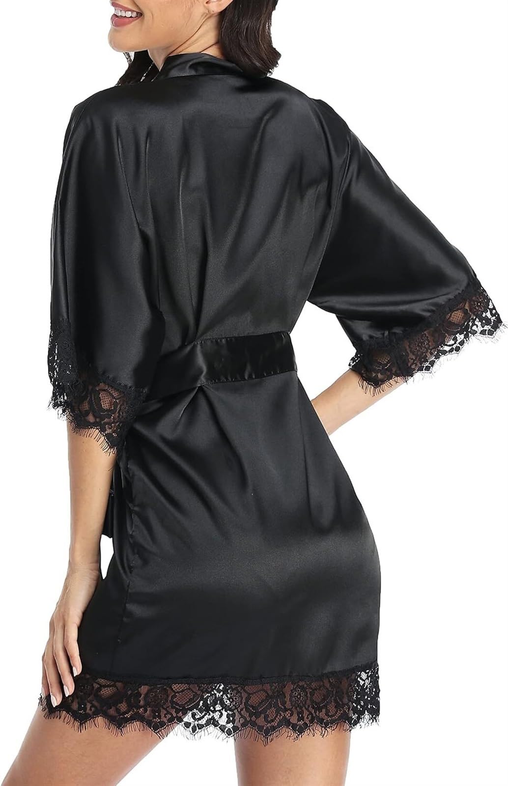 Accappatoio Abito Da Donna In Pizzo, Corto, In Raso, Sexy, Per La Sposa, La Damigella D'onore, Per La Festa Di Nozze Accappatoio Microfibra