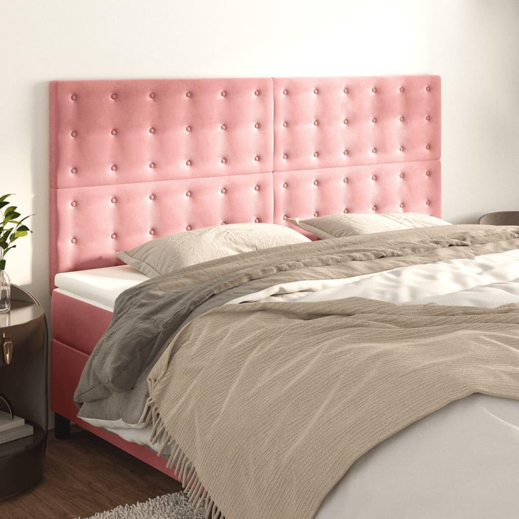 Testiera per Letto 160 cm in Velluto Rosa Imbottita Regolabile