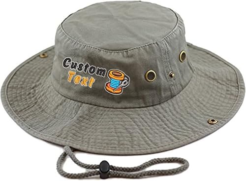 Miniatura 7 de Logotipo bordado personalizado y texto Boonie sombrero de sol para hombre, protección UV, cubo al aire libre, sombrero de pesca para senderismo,