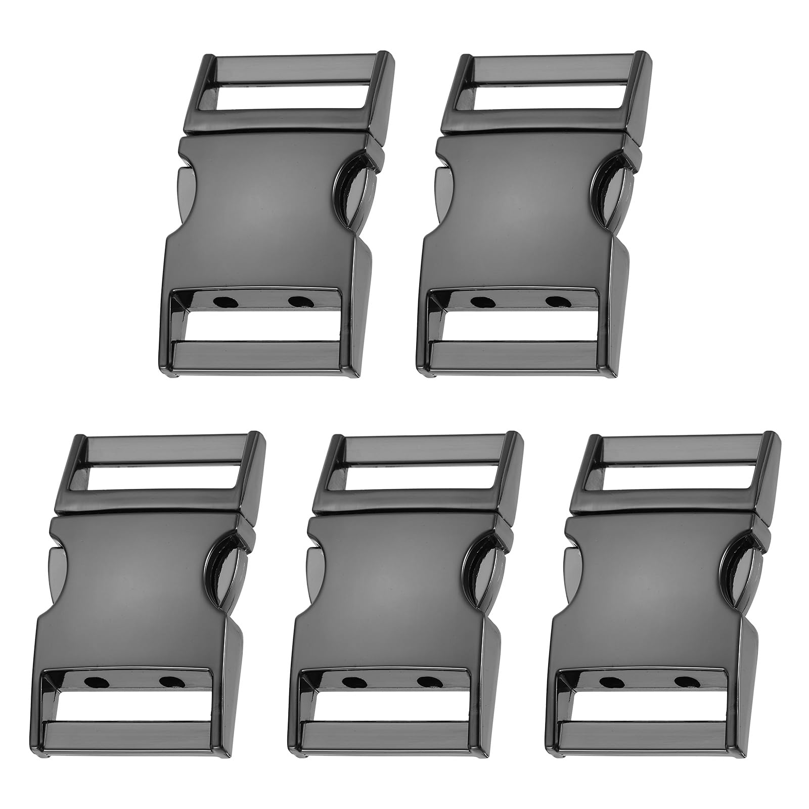 sourcing map 5pcs Metal Quick Side Release Buckles 1"(25.3mm) Zinc Adjustable Quick Release Buckle Replacement Snaps Clips Clasps for Backpack Straps Fanny Pack Dog Collars, Gun Black