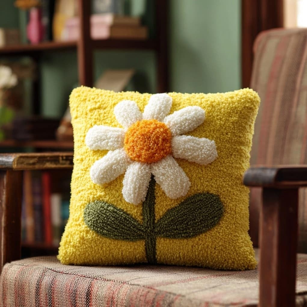 AxiangziK Latch Hook Pillow Kits for Beginners,Yellow Daisies.jpg