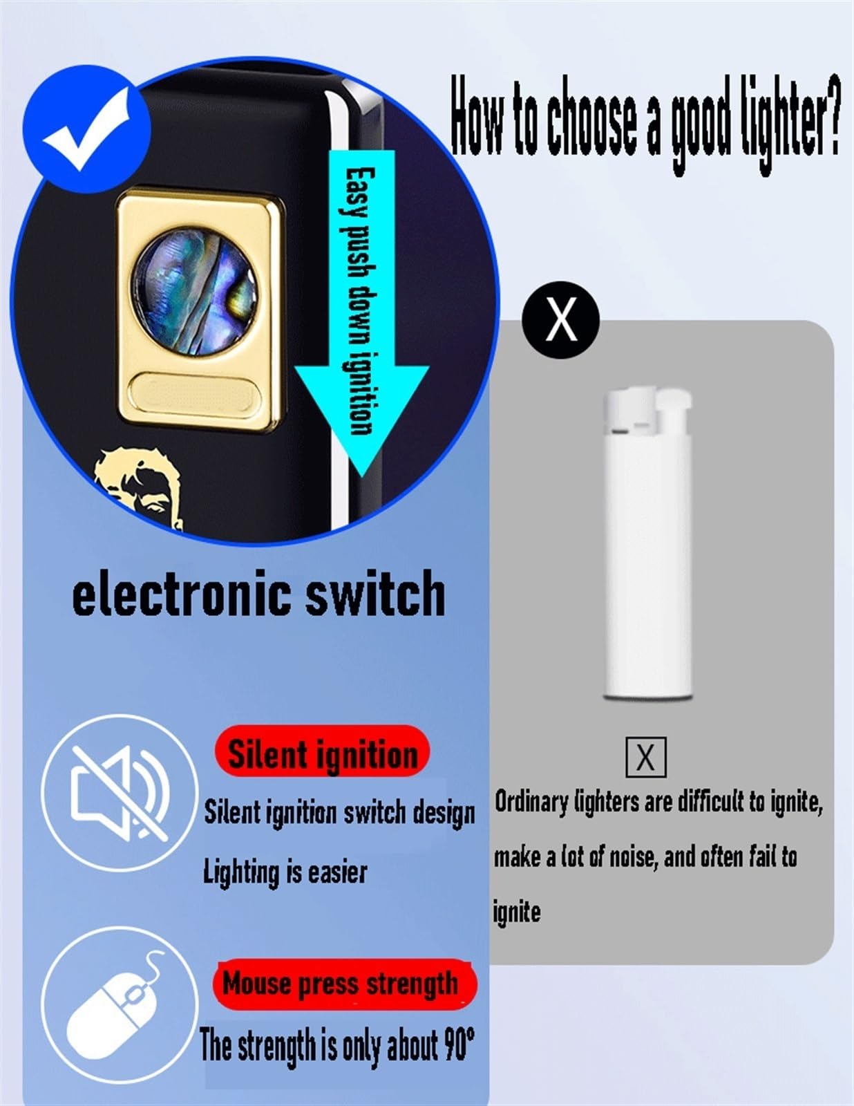 Amazon.com: DHJIQAZQ Butane Torch Lighter, Silent Ignition Lighter,  Windproof Open Flame Lighter, Metal Lighter, Butane Lighter (Without  Butane)(Black A) : Health & Household