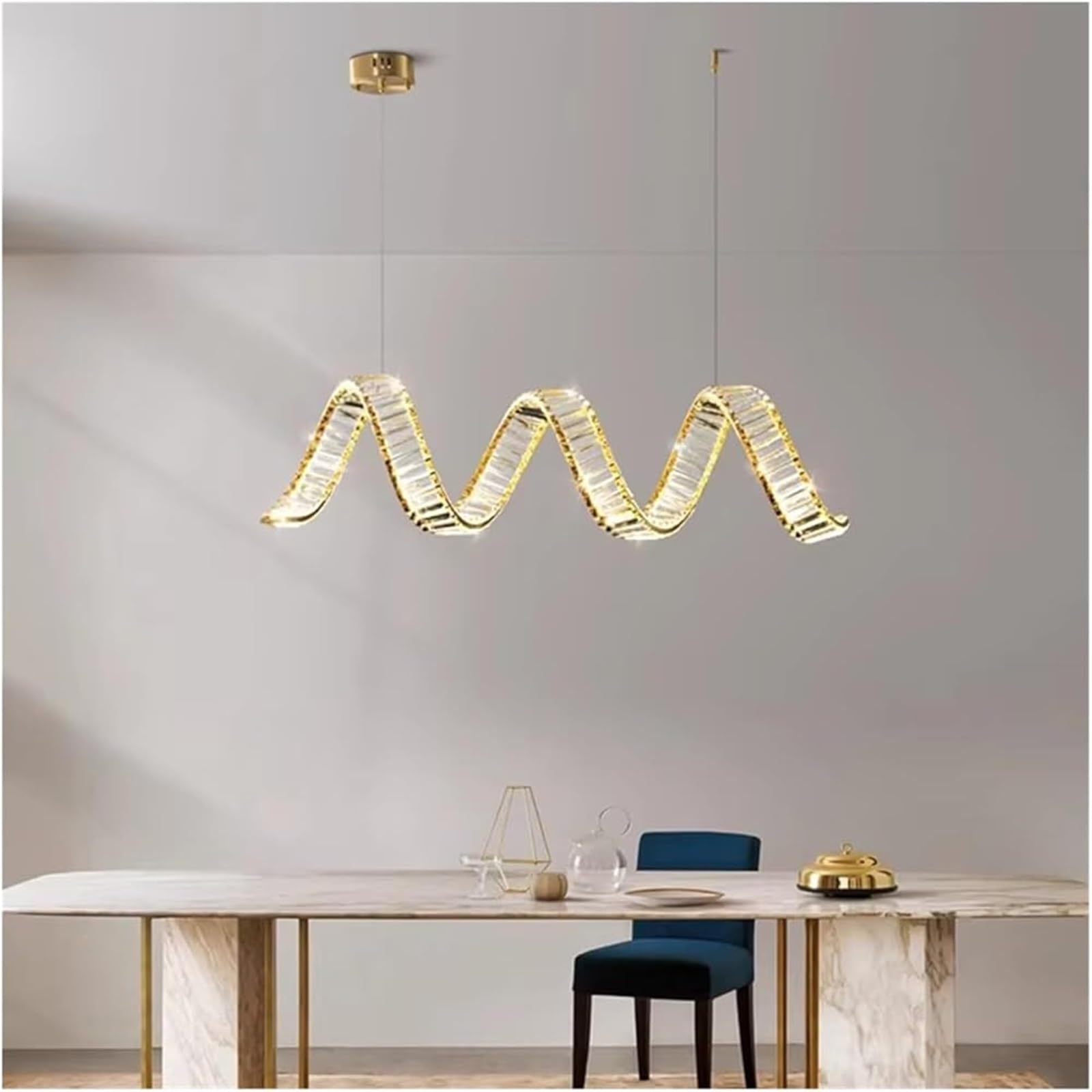 FZQSXAZU Pendant Light Ceiling Shade Dine Dining Room Indoor Lamp Hanging LED Chandelier Decorative Modern Interior for Living Chandeliers(RC Remote dimming Gold 120cm)