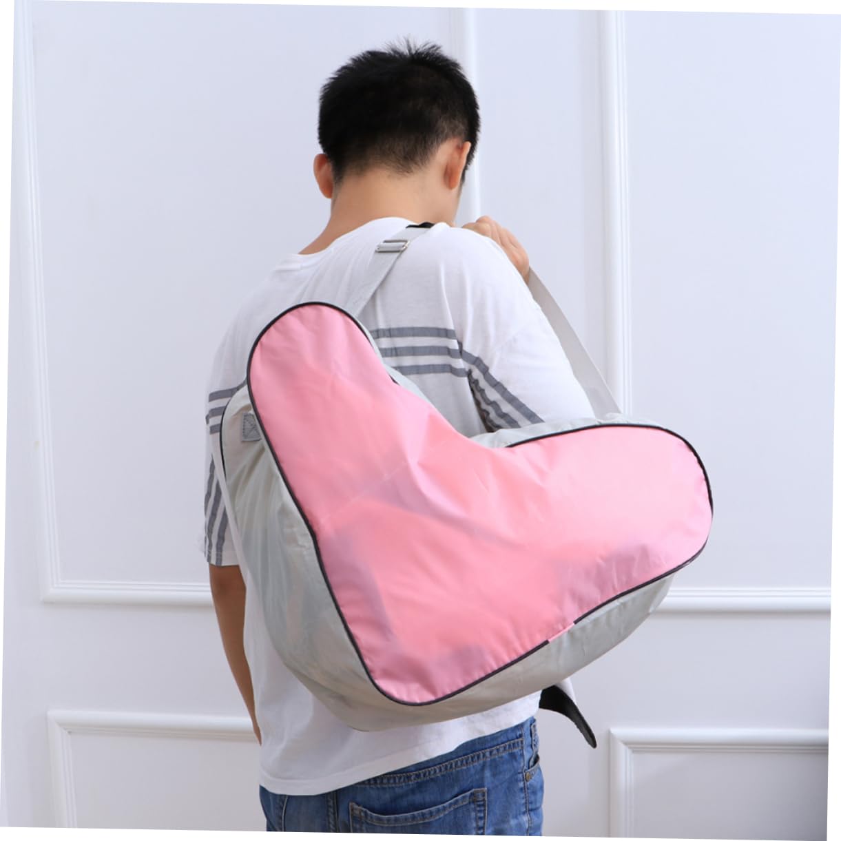 BESPORTBLE Borsa Porta Pattini a Triangolo 2 Pezzi in Oxford Rosa | Roller Skates e Inline Skates Shoes, Riutilizzabile, Portatile, Facile da Pulire