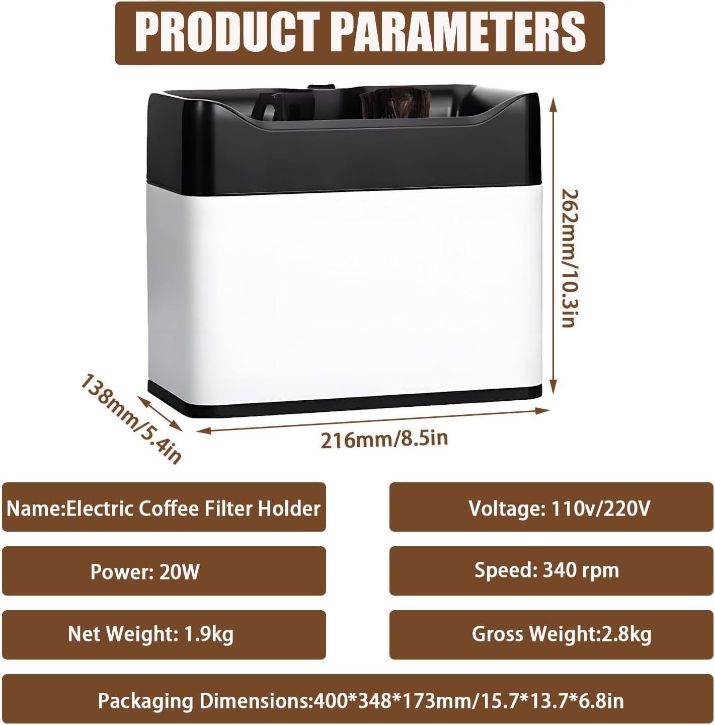Limpiador Eléctrico de Portafiltros de Café, Limpieza Rápida en 3 Segundos, Diseño de Cabezal de Cepillo Doble, Adecuado para Cafeterías Domésticas o Comerciales Black