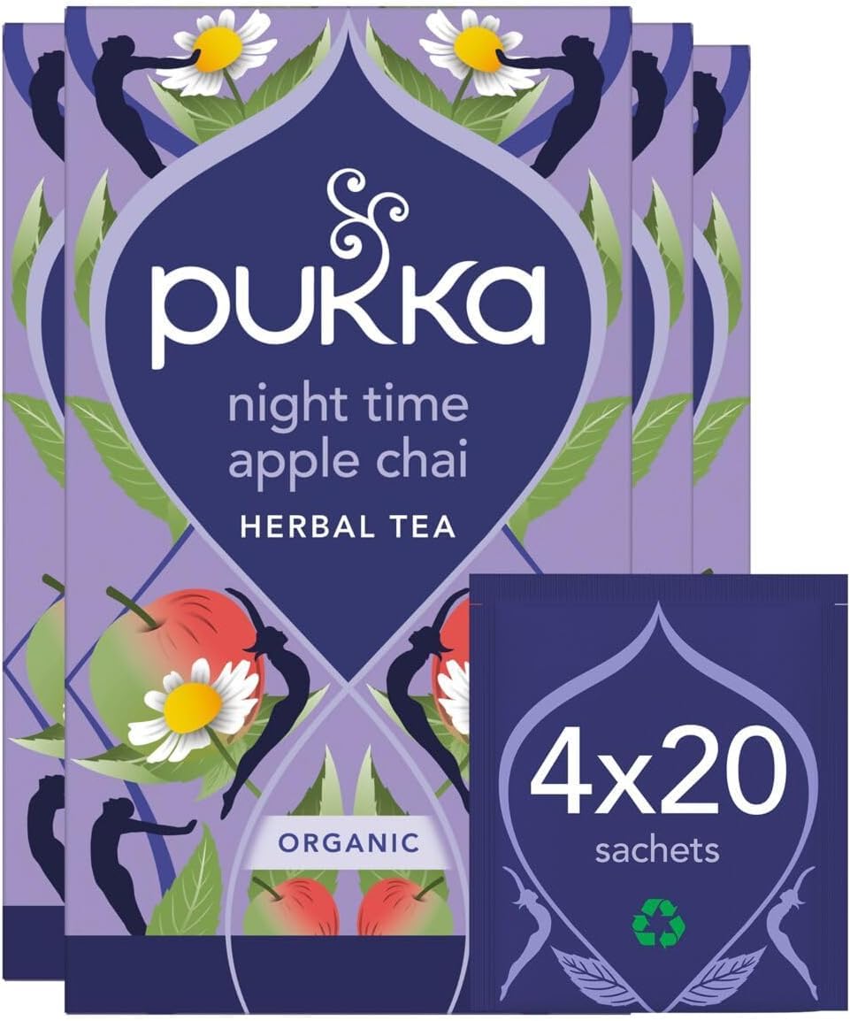 Pukka Herbs Night Time Apple Chai Herbal Tea, Caffeine Free, 80 Tea Bags