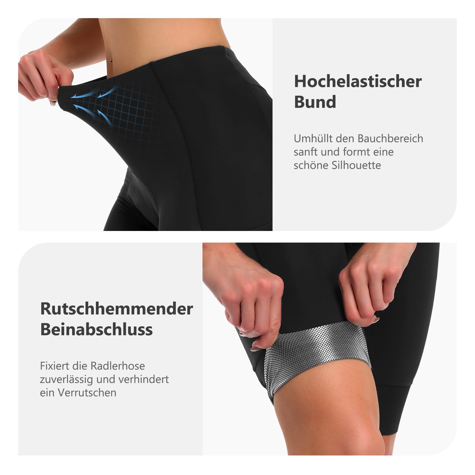 Radlerhose Damen Gepolstert Radhose Poformendem Design StoßFeste Fahrradhose kurz Mit 4d Polster Tasche