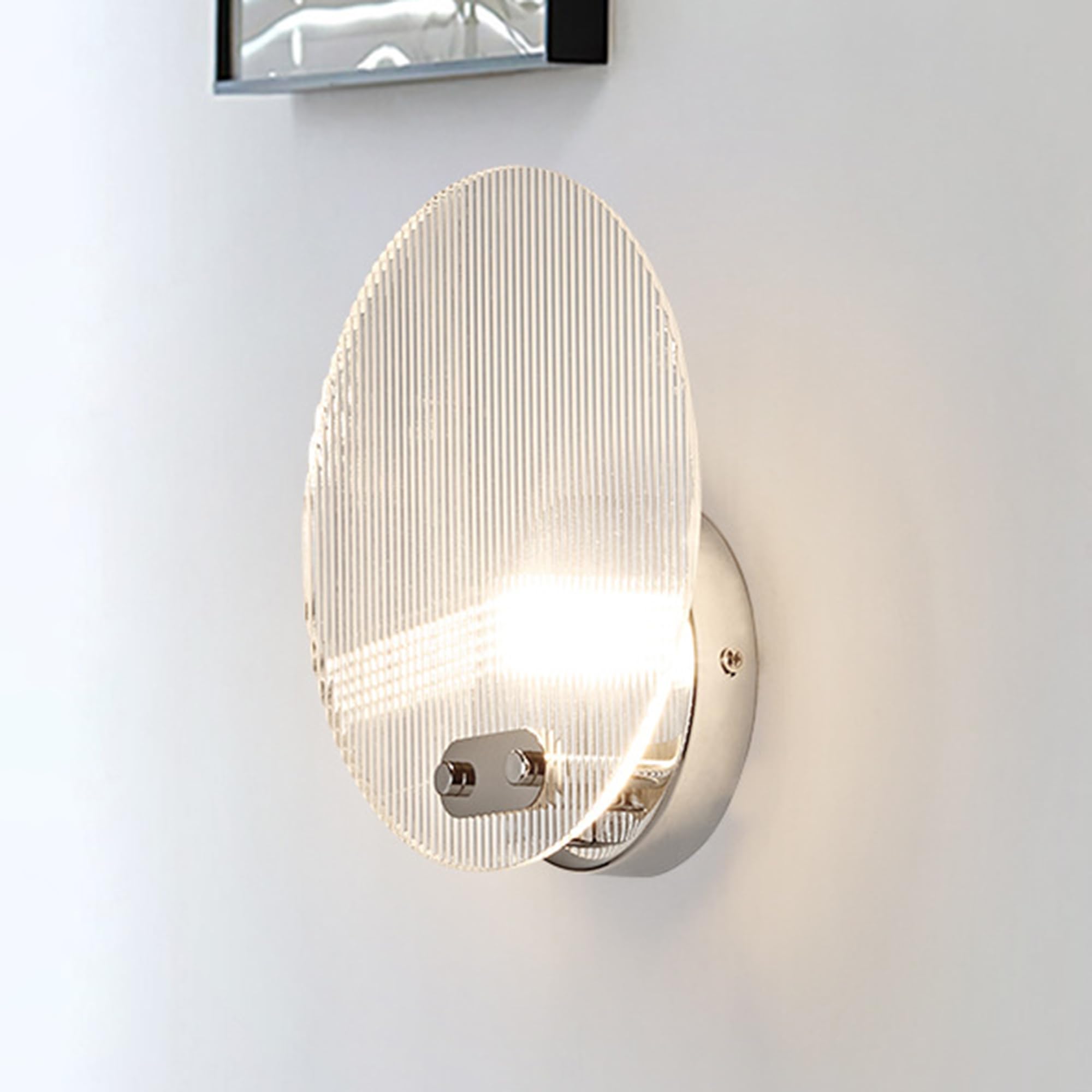 OOWOKS Indoor Wall Light, Round, Modern Wall Lamp with Glass Shade, 3 Colour Temperatures (3000K/4500K/6000K) E14 Wall Lighting for Bedroom, Glass Living Room Lamp, Decorative Lamp, Wall