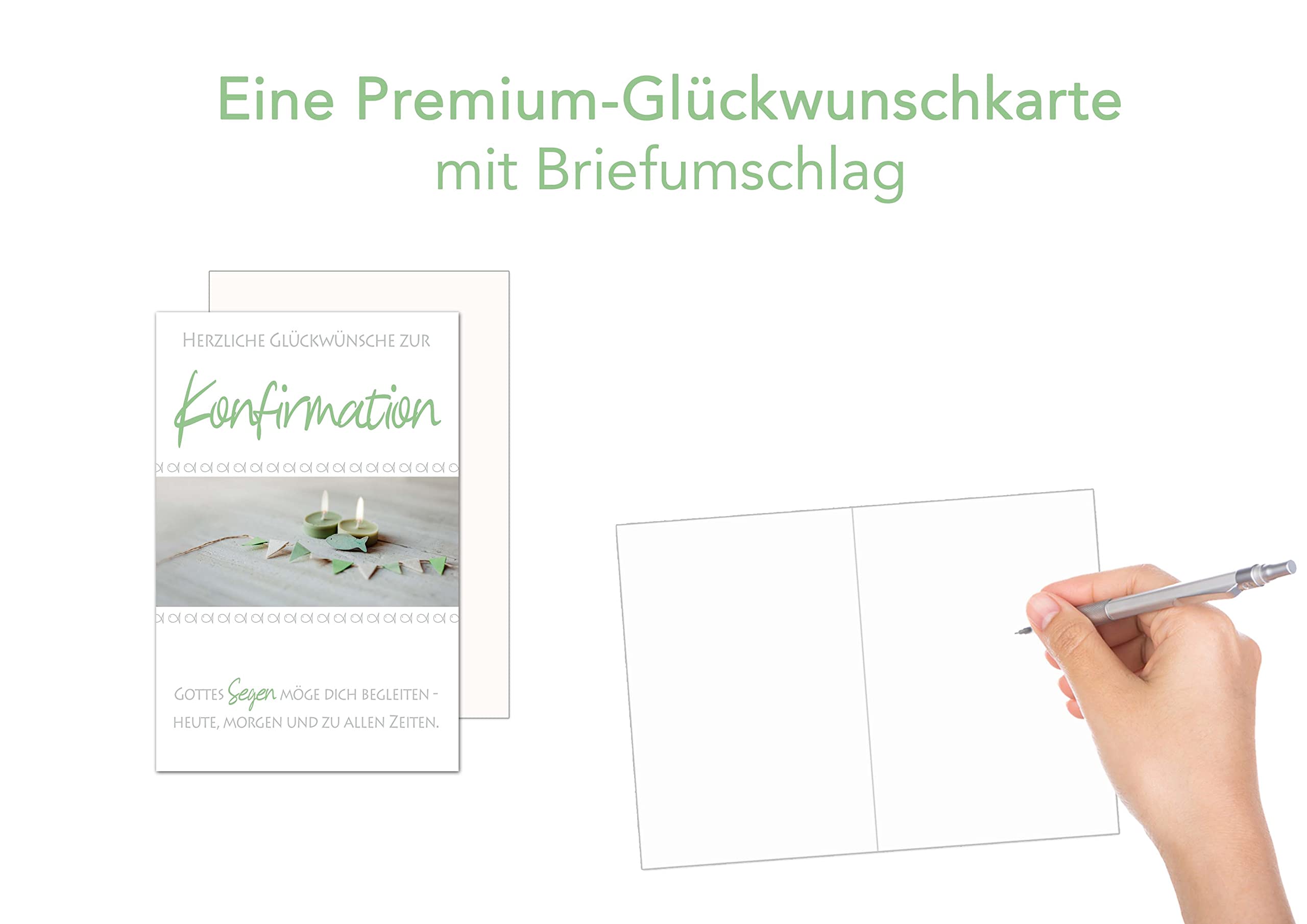 Edition Seidel Biglietto Di Auguri Per Cresima Con Busta – Design Pesce E Orizzonte – Ragazza – Modello FI126 SW023 – Fatto In Germania - 2