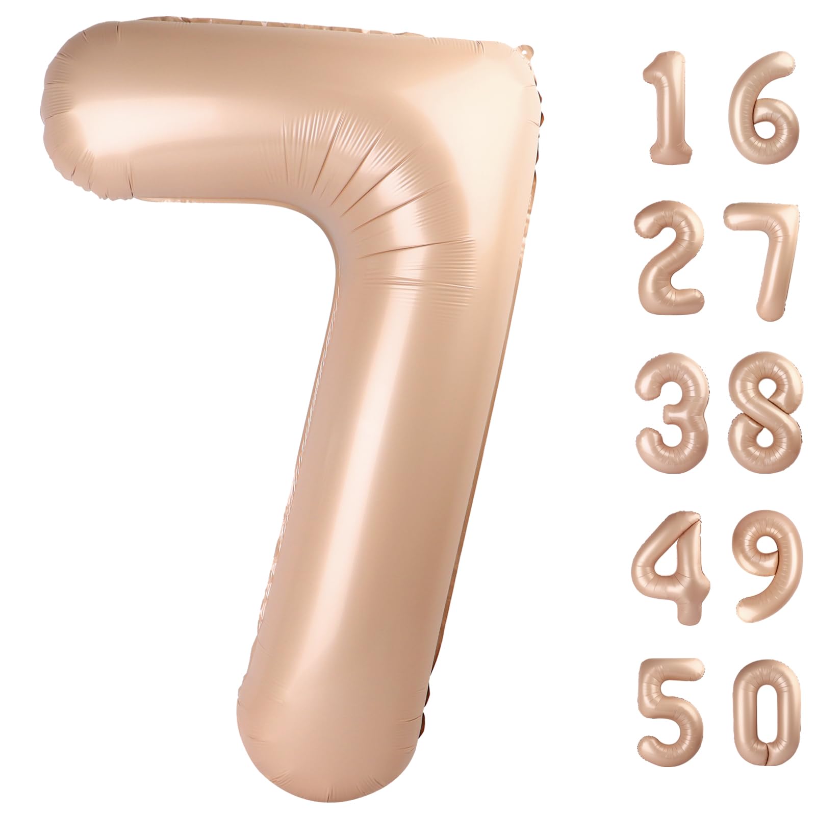 Kelfuoya Caramel Balloon Number 7 Jumbo Mylar Foil Helium Balloon for 1st Birthday Party Decorations - main product image