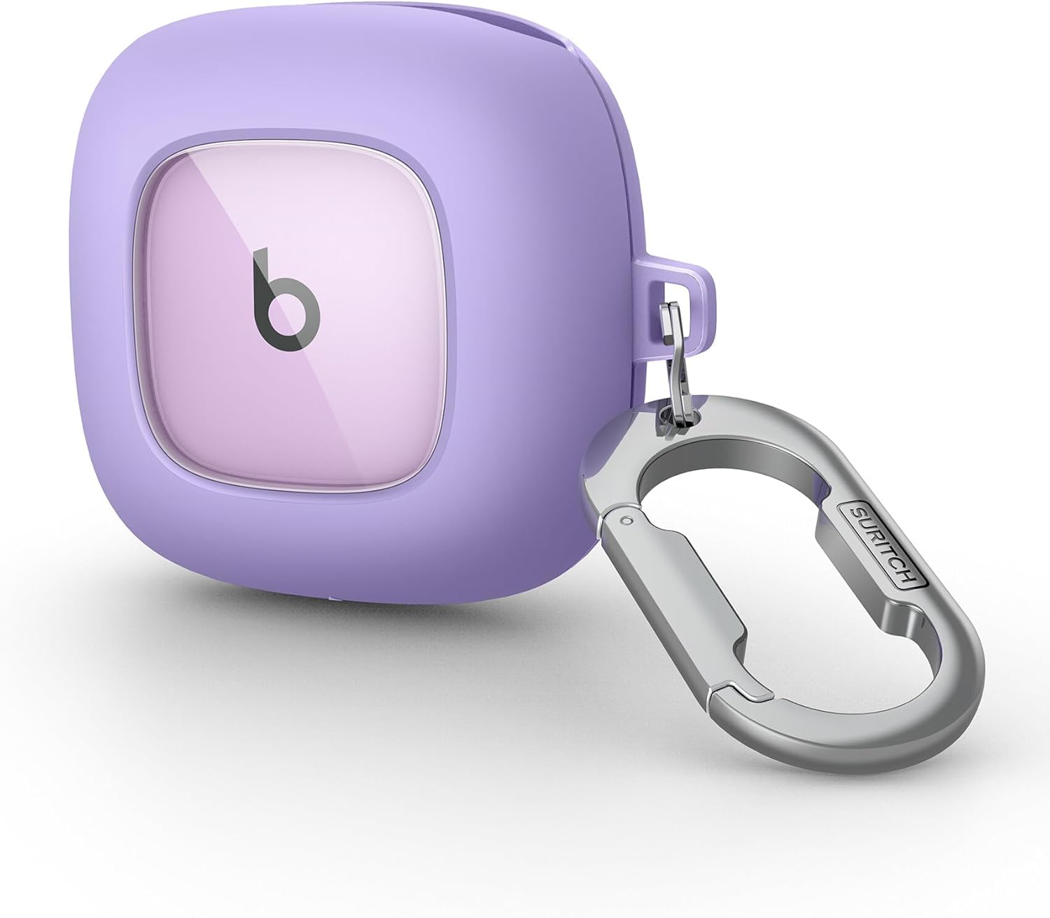 SURITCH for Beats Fit Pro Case Cover Protector, Shock-Absorbing Protective TPU Shell for Beats Fit Pro Charging Case 2021 Earbuds Secure Locking System with Anti-Lost Keychain, Stone Purple