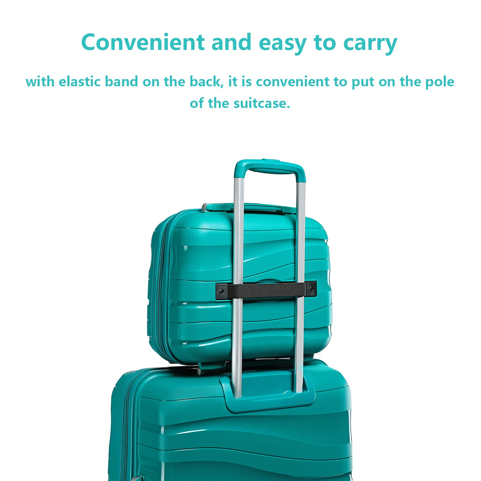 KONO Valigia Trolley Piccolo 35,5cm Valigie da Viaggio Cabina Rigida Polipropilene Leggero Borsa da Toilette (Verde)