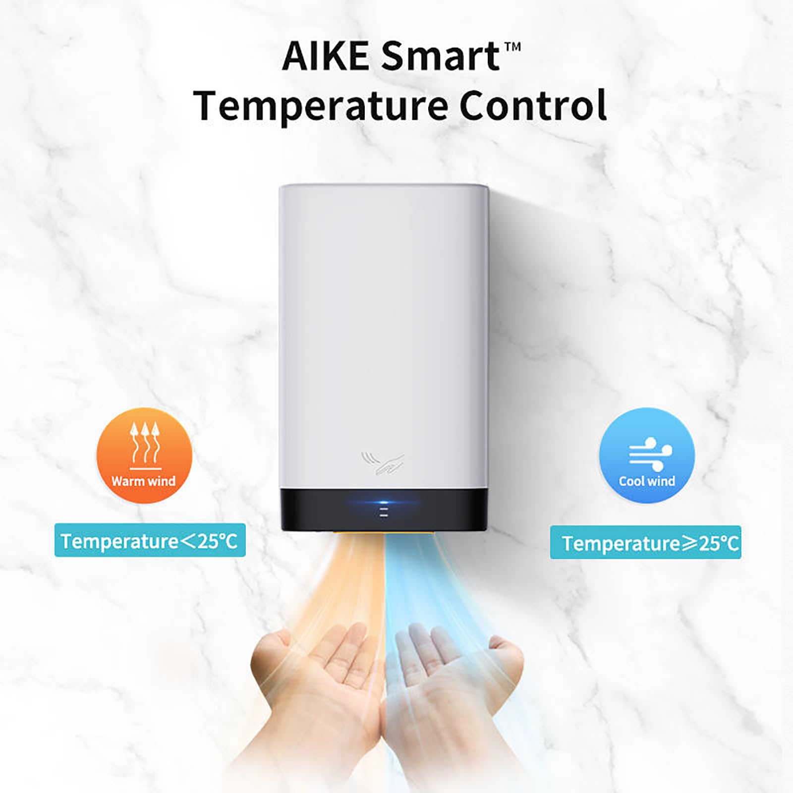 Automatyczne suszarki do rąk ścienne, suszenie rąk w łazience 10-15 s szybkie suszenie 900 W mocna suszarka do rąk, komercyjna lub domowa automatyczna elektryczna suszark，White