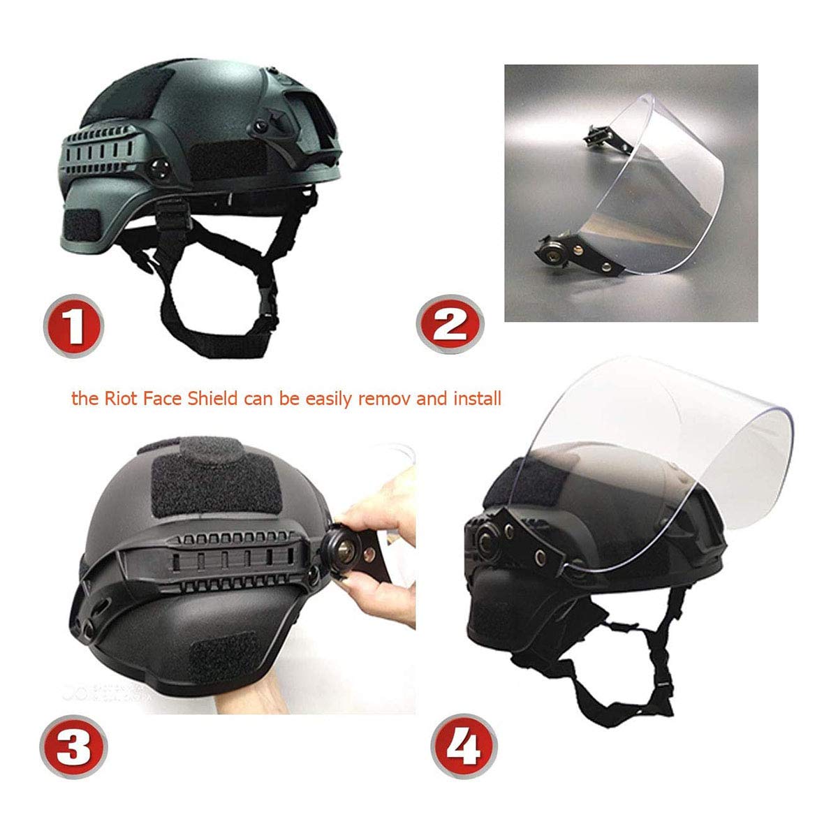 Buy Airsoft Tactical Military Paintball SWAT Police Helmet with Clear