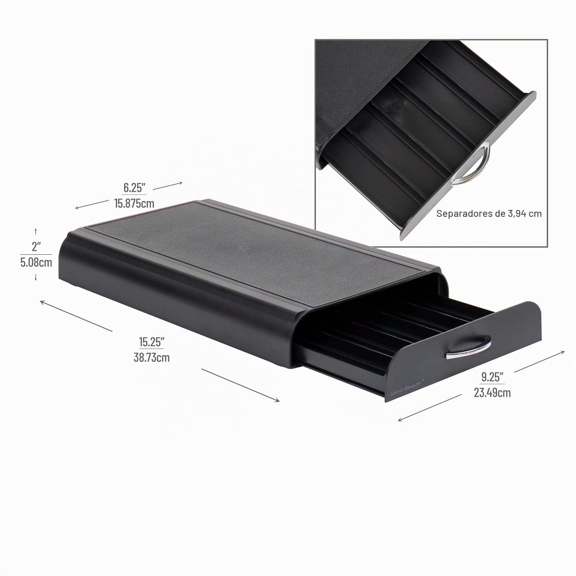 Mind Reader Nespresso - Organizador de encimera de cajón de cápsulas, soporte para cápsulas de café, almacenamiento, 9.21 x 15.94 x 2.36 pulgadas, color negro
