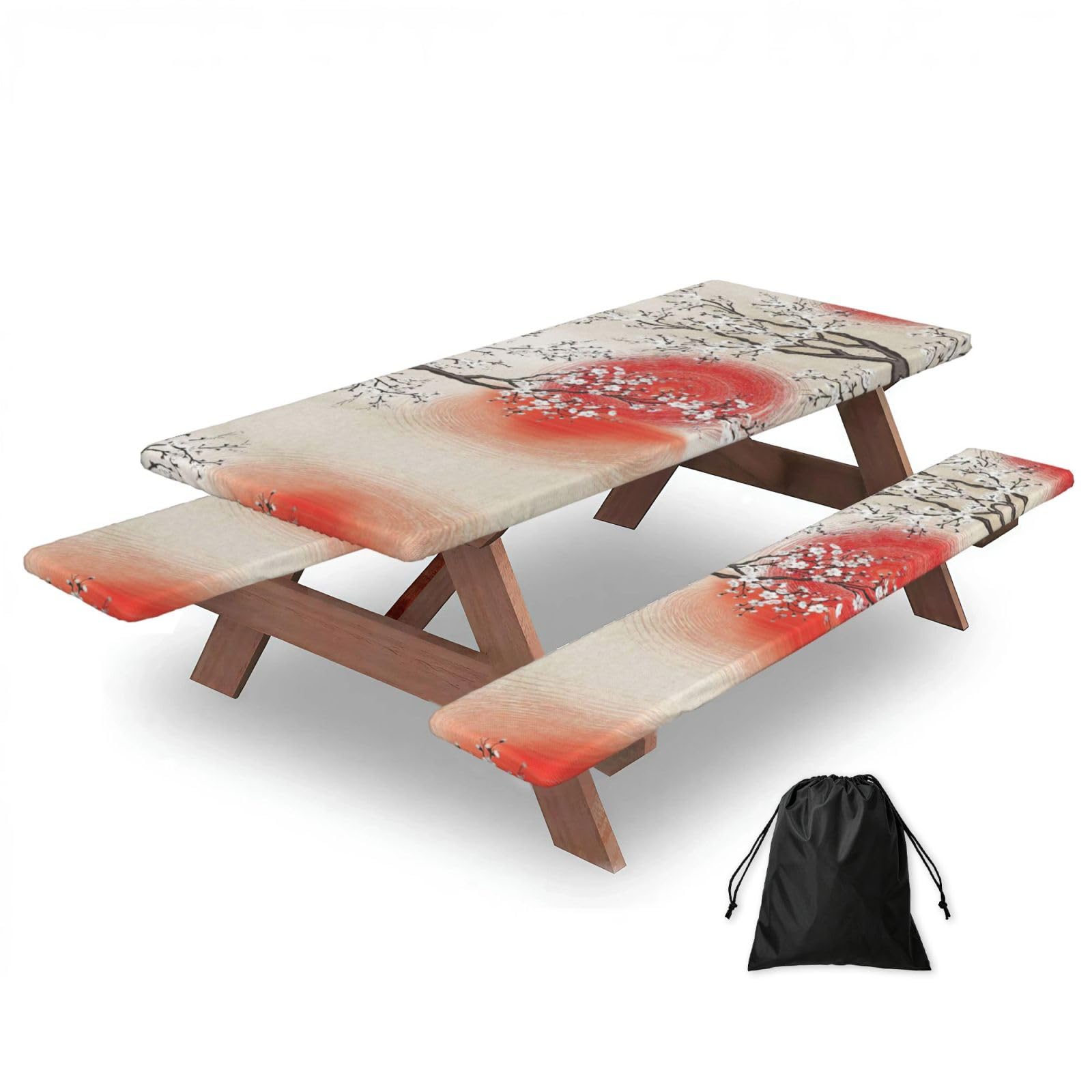 Sun Reflection Print 3 Pack Wipeable Picnic Bench Cover And Table Cover Lightweight Table Cloth For Camping Outdoor