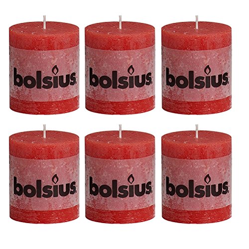 Preisvergleich Produktbild bolsius Stumpenkerze Rustik rot 80x68 mm