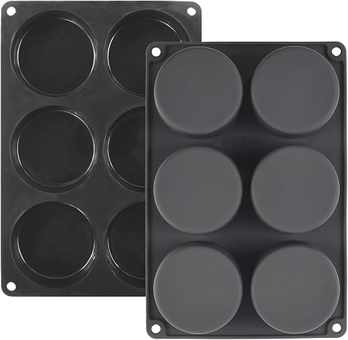 Mirenlife Molde de silicona antiadherente para magdalenas y magdalenas, 6 tazas, molde para magdalenas de gran tamaño, juego de 2