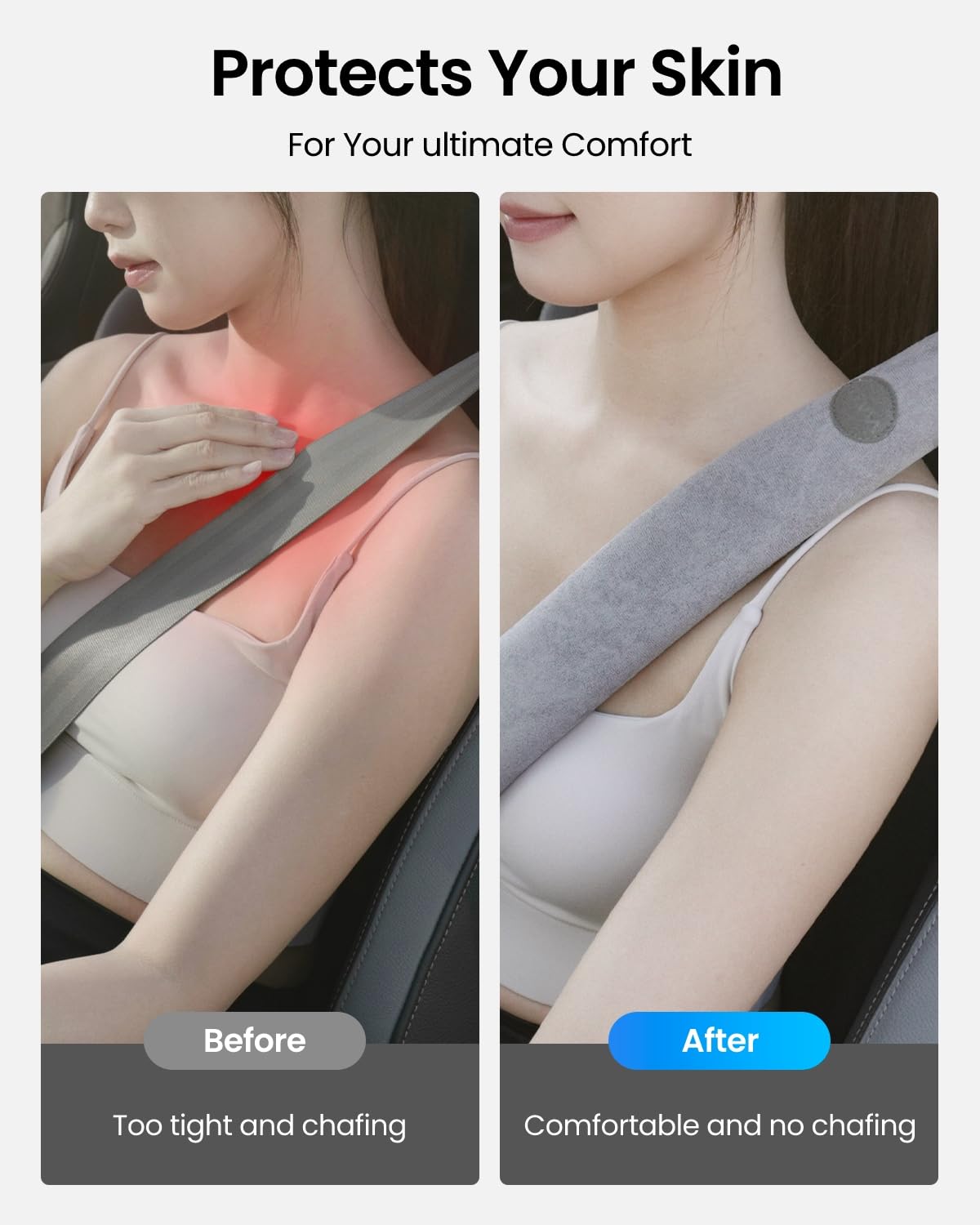 Condition photo showing New/Like New for REEVAA 2025 Upgrade Car Seat Belt Cover Pad, Seat Shoulder Strap Pads, Seatbelt Covers for Women Man Adult & Kid, Car Accessories,14.5in, 2 PCS, Grey