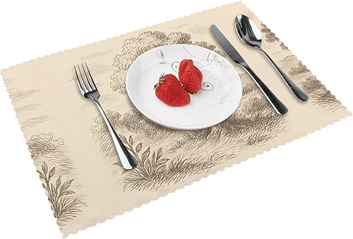 Rectangular Placemats Set of 4, Heat Resistant Tree Printed Kitchen Dining Table Mats