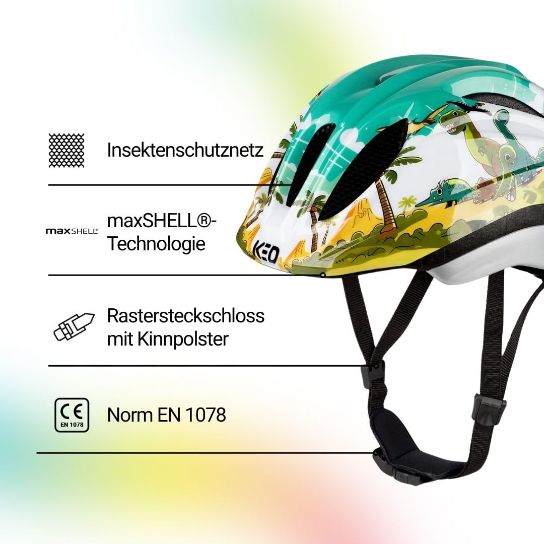 KED Meggy II Trend I dziecięcy kask rowerowy, siatka chroniąca przed owadami, zintegrowana tylna lampka LED, technologia maxSHELL