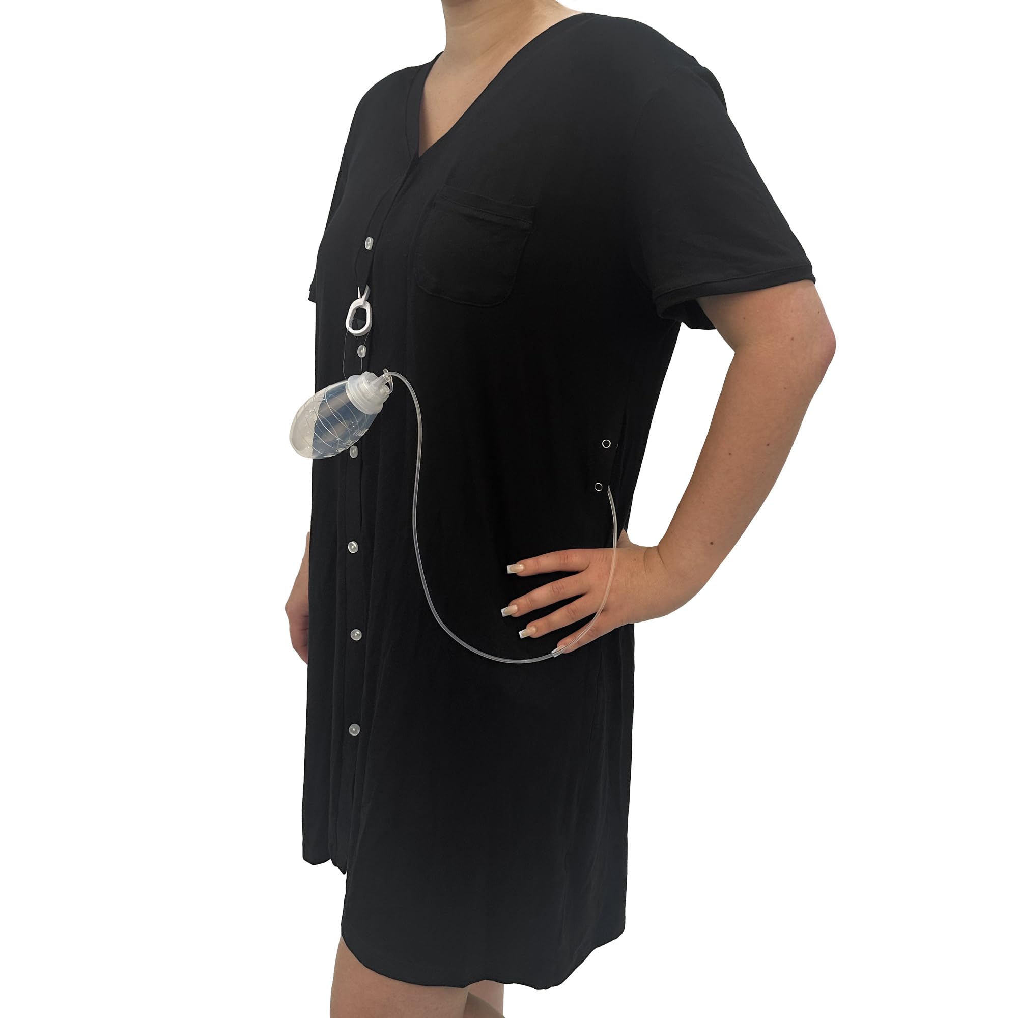 Mastectomy Shirt w/Side Drain Openings Womens Short Sleeve Button Up Pajama Shirts Clothes After Breast Surgery Clothing Must Have Cancer Gift for Women Post Surgical Augmentation Reduction