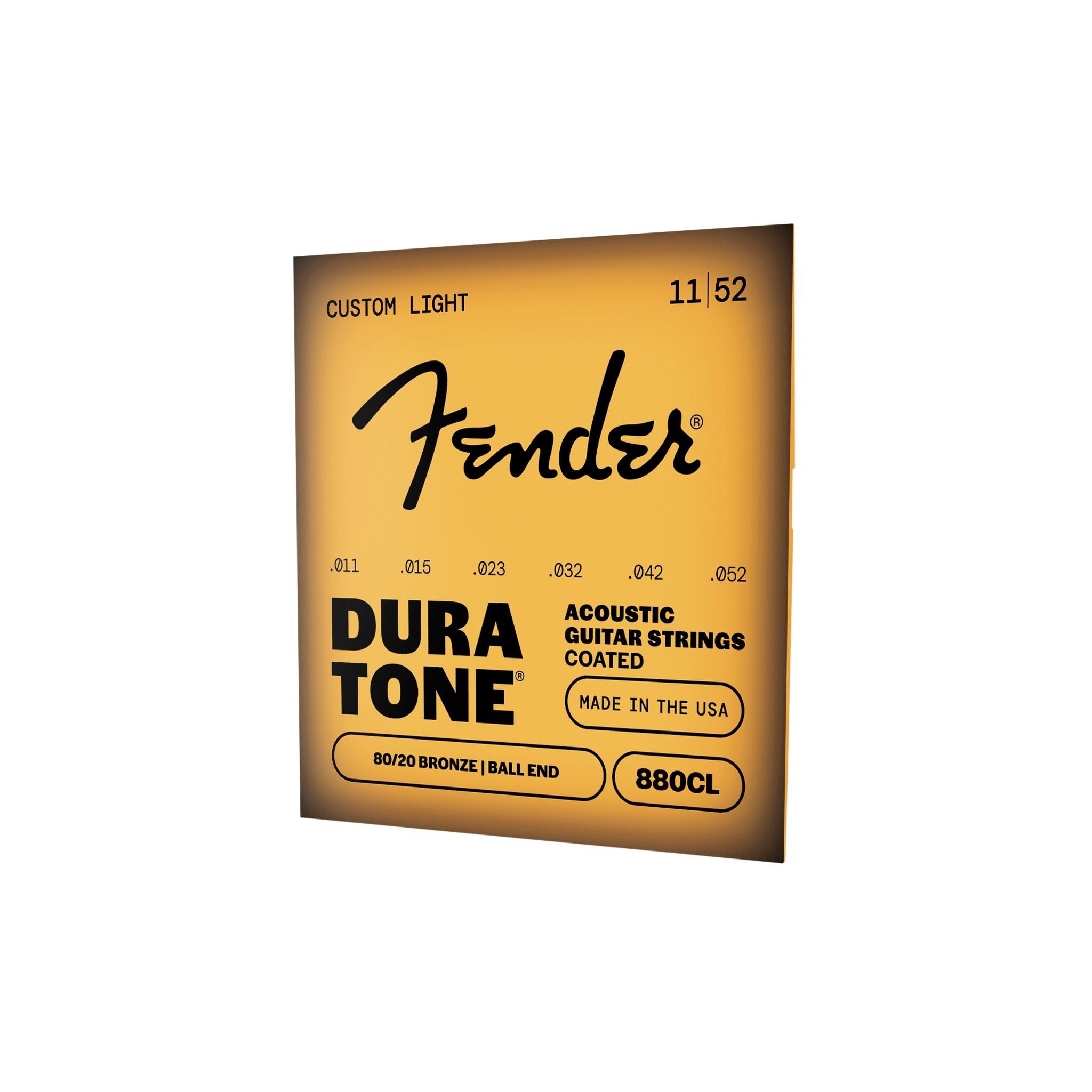 Fender Dura-Tone 80/20 Bronze Coated Acoustic Guitar Strings, Custom Light Gauge .011-.052, Model 880CL, Model 0730880003 1