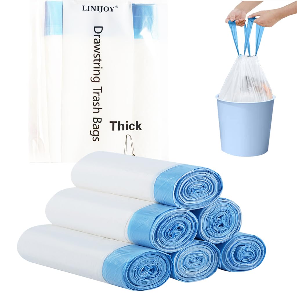 4 Gallon Trash Bag, Drawstring small trash Bags 120 Count,Small Garbage Bags for Office Bedroom Bathroom, Unscented White Tall Kitchen Trash Bags