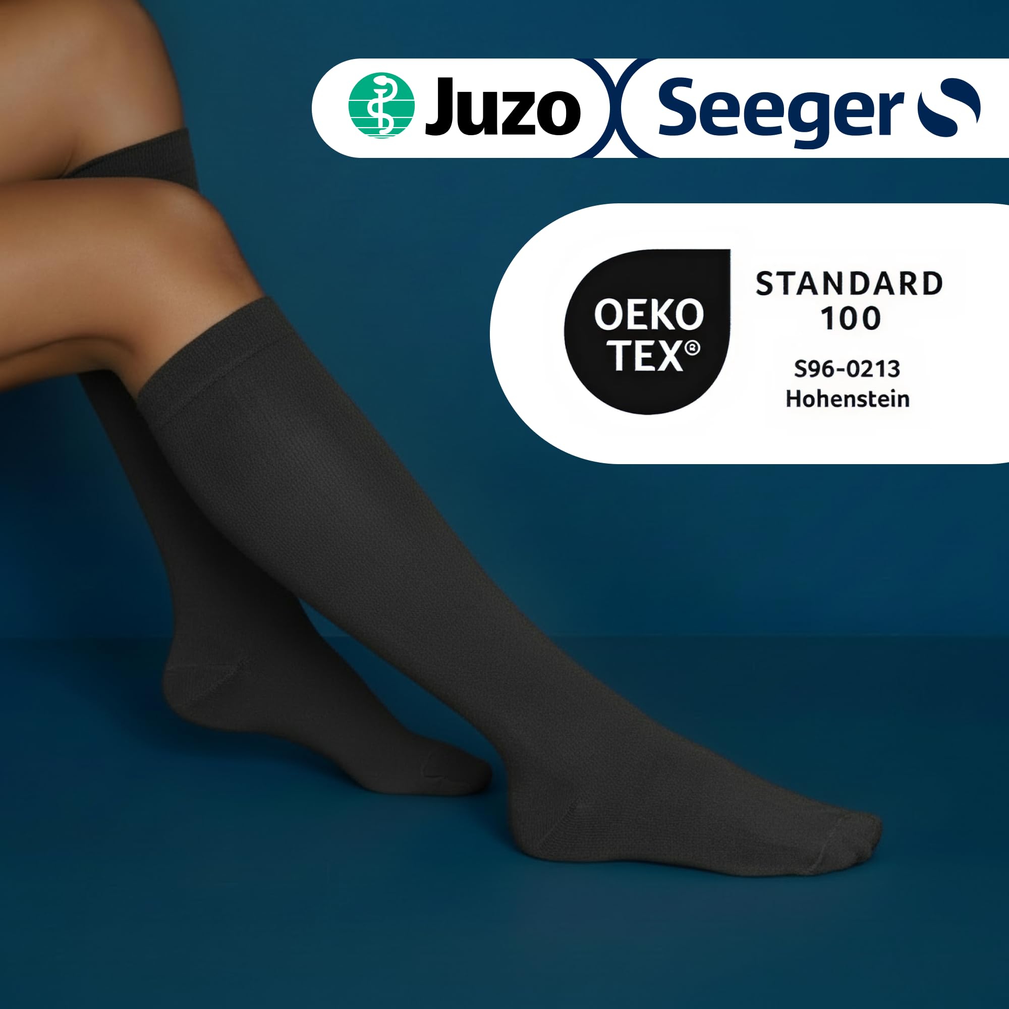 Juzo Soft AD medizinische Kompressionsstrümpfe mit Fußspitze – Seeger Edition, Wadenstrümpfe Kompressionsklasse 2 für Damen & Herren